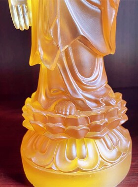 佛像摆件南无阿弥陀佛琉璃三宝佛药师佛如来佛祖站立禅意玄关装饰
