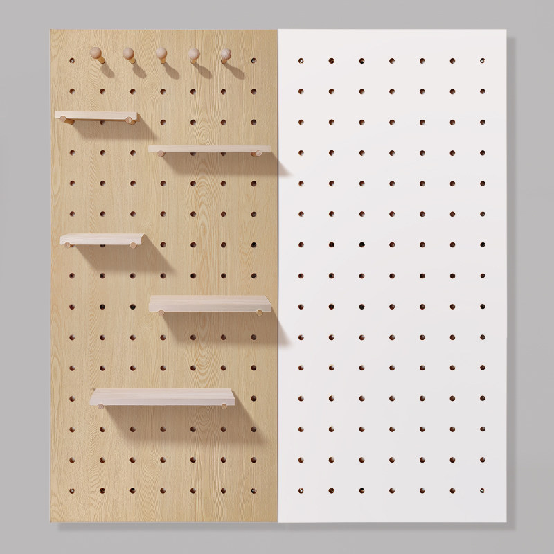 Hole board solid wood custom wall entrance hanging board bookshelf storage rack decorative hole wall partition layer board storage rack