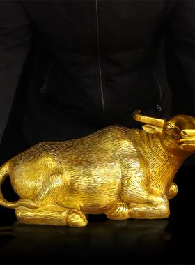 纯铜卧牛生肖牛铜牛摆件室内客厅办公室桌面装饰一对铜牛对牛礼品