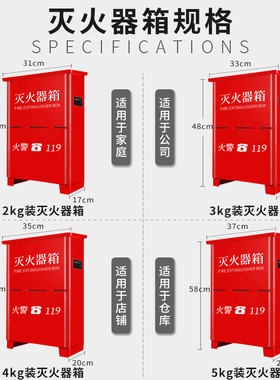 灭火器箱子2只装4/5kg套装组合4公斤灭火器箱新款干粉消防箱器材