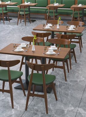 卡座沙发实木靠墙主题餐厅饭店料理面馆餐饮奶茶店咖啡厅桌椅组合