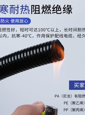 塑料波纹管加厚PA尼龙PP阻燃绝缘电缆线束护线套管穿线软管螺纹管