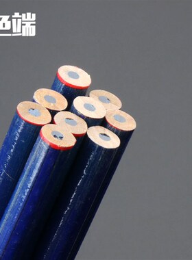 木工铅笔红蓝双色实验室工具工业木工特种铅笔10支/盒木工圆形笔