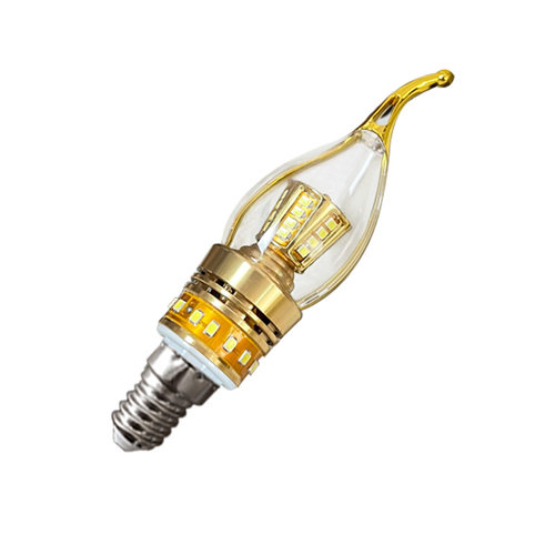 LED灯泡e14螺口灯头超亮节能灯金边拉尾上下发光蜡烛水晶吊灯专用 - 图3