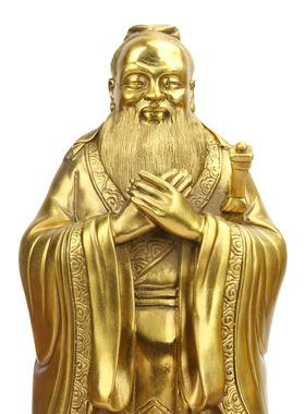 纯铜孔子摆件孔夫子铜像雕像孔圣人佛像书房孔子像神像摆设