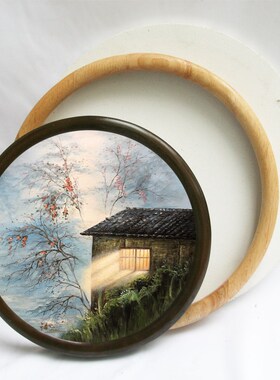 圆形画框相框油画框圆外框油画布画板油画板装裱丙烯颜料流体油画
