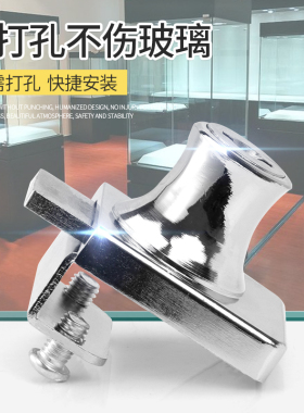 玻璃展示柜门锁免开孔商场橱窗酒柜台单双门推拉玻璃平移门锁通开