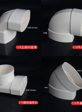 PVC仿日丰排水110方扁管管件直接 弯头 三通椭圆配件卫生间移位器