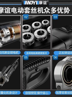 德国进口手持式电动套丝机 加割刀小型水管螺纹工具