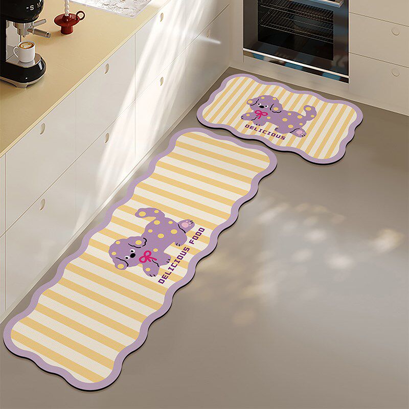 Cartoon kitchen floor mat long diatom mud wipeable no-wash absorbent carpet non-slip foot mat bathroom door mat