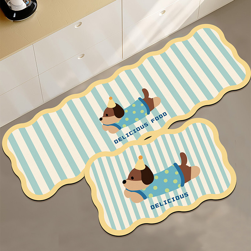 Cartoon kitchen floor mat long diatom mud wipeable no-wash absorbent carpet non-slip foot mat bathroom door mat