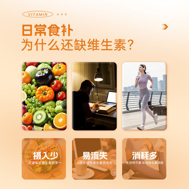 司健堂复合维生素C多维元素片b2b12能量30片身体好状态官方正品女