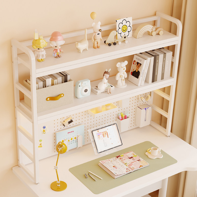 Desktop bookshelf hole board storage rack student desk office workstation computer desk multi-layer iron storage rack