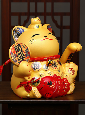 招财猫摆件自动摇手发财猫生意人店铺收银台客厅装饰品开业礼物