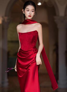 新娘飘带丝长版巾醋酸丝KOU带巾围脖披肩结礼服晨袍敬酒围服婚配