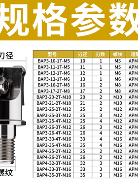 两件式BAP300RBAP400R锁牙式铣刀头1604数控抗震刀杆1135螺纹刀头