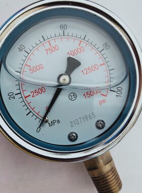 YN60抗震表 0-100mpa充油液压高压油泵柱塞泵耐震压力表15000PSI