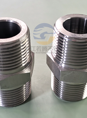 不锈钢六角双公螺丝BSPT耐压210KG高压管件3000LB双头外丝牙螺纹