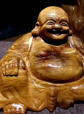 动物家居装饰件木香樟木生肖牛摆件桌面实木手工雕刻马猪原木花纹