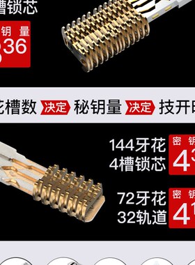 【耐久】4维8槽144牙花叶片防盗门锁芯超C级锁芯通用型家用锁芯