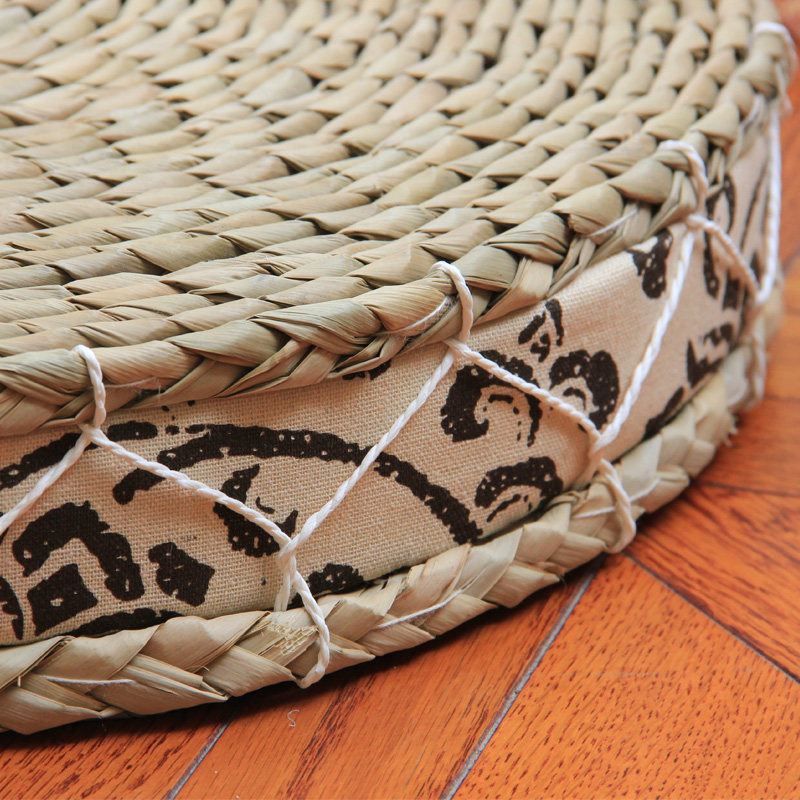 Pastoral straw thickened futon mat, seat cushion, bay window mat, tatami fabric meditation round small yoga mat