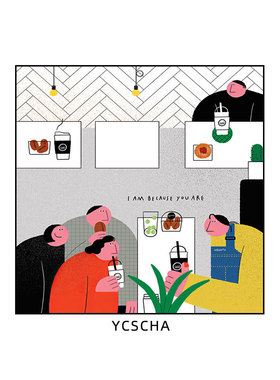 抽象人物活动挂画韩国手绘情侣卡通画像漫画品味奶茶咖啡店装饰画