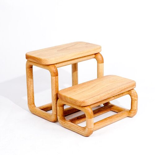 实木家用梯简约家具椅子儿童洗漱台阶凳矮凳两用阶梯凳加厚置物架 - 图0