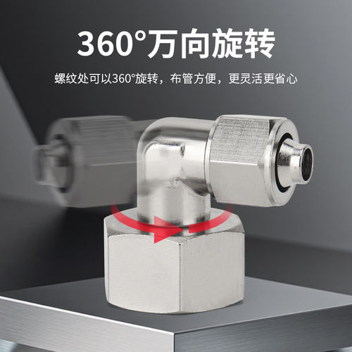 气动全铜快拧直通快速接头PCF8-02可旋转内螺纹弯头PLF6/10-01/03 - 图2