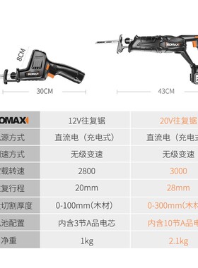 科麦斯电锯家用锂电往复锯充电式马刀锯小型迷你电动手提伐木锯子