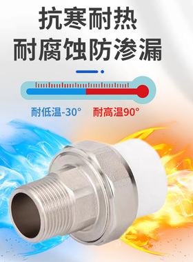 PPR活接头 铜外丝内丝活接 双头双外丝活接4分6分1寸ppr水管配件