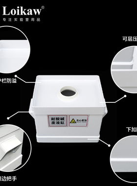耐酸碱废液缸pp材质实验室试剂桶带盖圆形方形废液收集筒5L10L20L