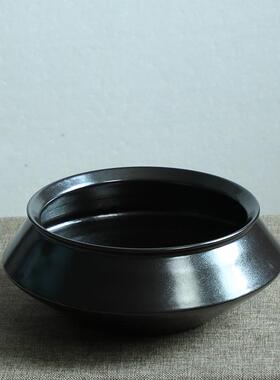 黑色复古陶瓷小花禅意花器摆件干花花插餐桌公桌软装饰品