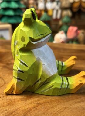 手工木雕青蛙手机实木支架可爱桌面摆件支撑架创意生日礼物
