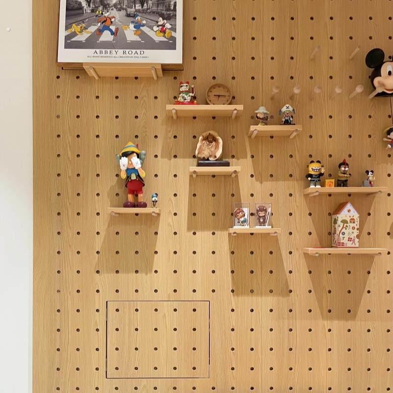 Solid wood hole board custom display rack wooden desktop wall desk storage wall entrance entrance door storage rack