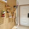 Solid wood hole board custom display rack wooden desktop wall desk storage wall entrance entrance door storage rack