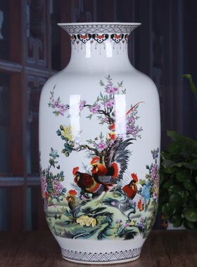 甄选陶瓷落地大花釉上彩雪景图大号冬瓜装饰礼品庆典陶瓷摆件