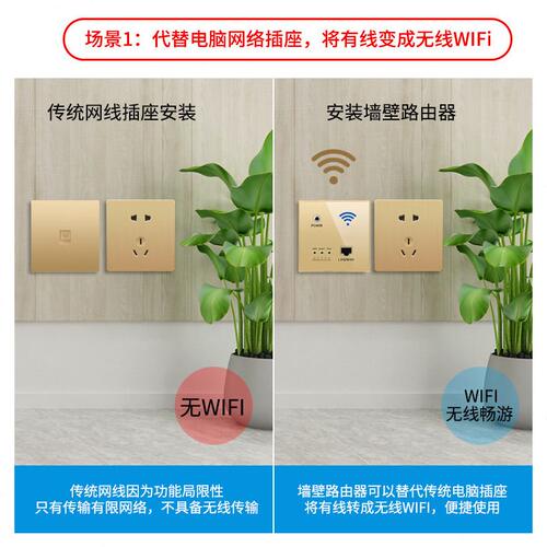 甄选1200M无线5G双频全千兆i路由器 WiF有线端口千兆AP面板全屋覆 - 图1