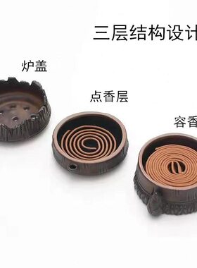 甄选三合竹子创意陶瓷香炉家用室内沉香茶道琴书房盘禅意中式香薰