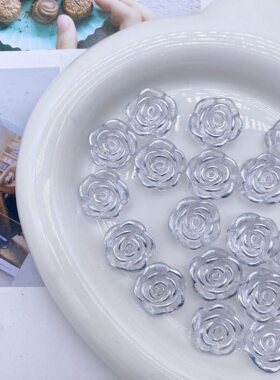 甄选亚克力巴洛克奶油胶彩色烫金玫瑰花20mm蓝银边金边系列配件材