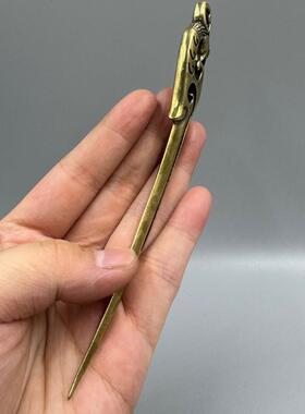 复古做旧纯黄铜凤头个性发簪簪子古装贵妇人发饰纯黄铜