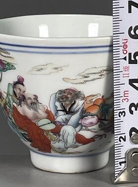 古董古玩瓷器用老货收藏经典清乾隆年制五彩八仙过海图茶杯