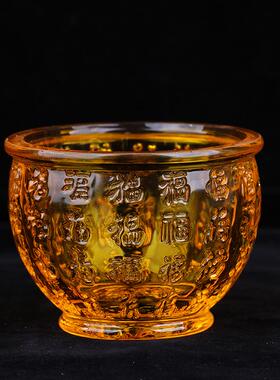黄水晶百福缸摆件琉璃聚宝盆元宝招财家居桌面摆设礼品开业