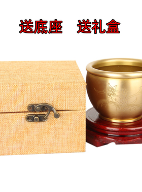 铜缸摆件烟缸水缸狮头聚宝盆装饰品中国风 铜米缸摆件