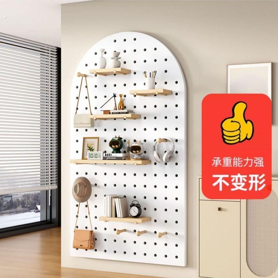 Solid wood hole board custom wall storage rack living room wall hanging partition storage shelf background wall simple wooden book