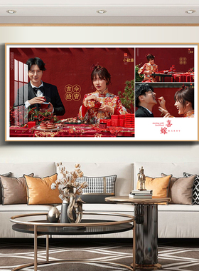 时光有约影楼婚纱照相框挂墙放大床头水晶结婚照片定制九宫格设计