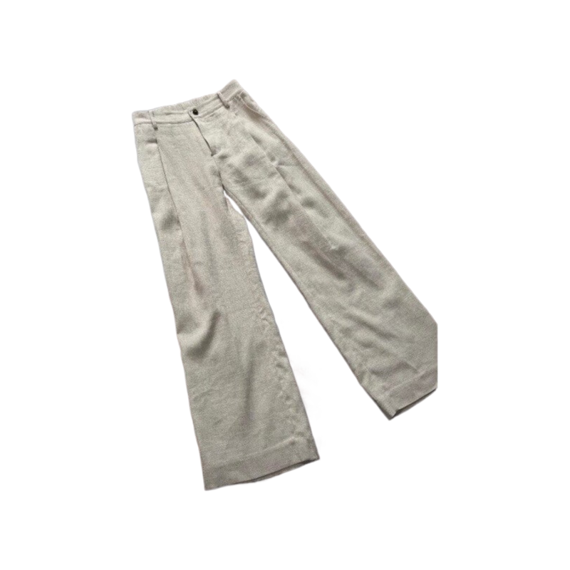 Oclin 70% high-end linen A-line trousers, three-dimensional pleated tailoring, fully hemmed lining, nouveau riche luxury