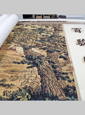 清 郎世宁 百骏图 国画人物鸟兽动物长卷 百马图微喷仿古复制装饰
