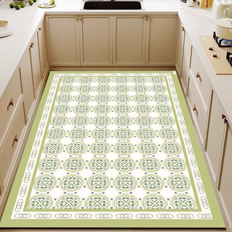 Kitchen floor mats are non-slip, oil-resistant, water-resistant and stain-resistant and can be scrubbed for home leather carpets. Foyer non-slip and anti-dirty mats