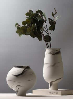 甄选现简约手绘陶瓷花玄关桌面艺术花器家居样板房插花装饰品摆件