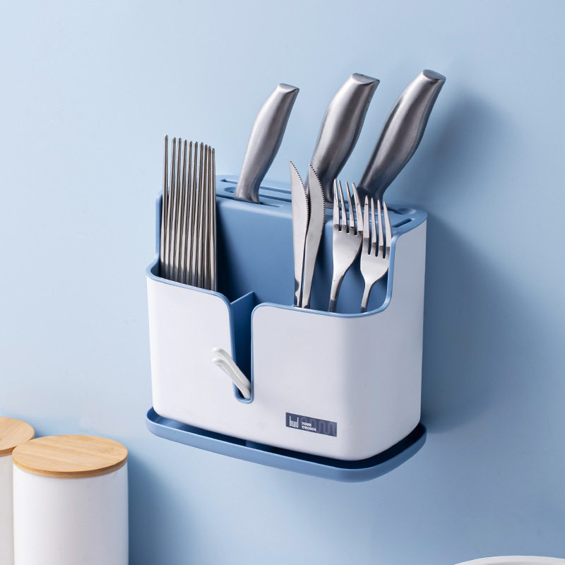 Chopstick cage knife holder integrated wall-mounted chopstick cage storage rack drain household chopstick tube kitchen chopstick tube storage box